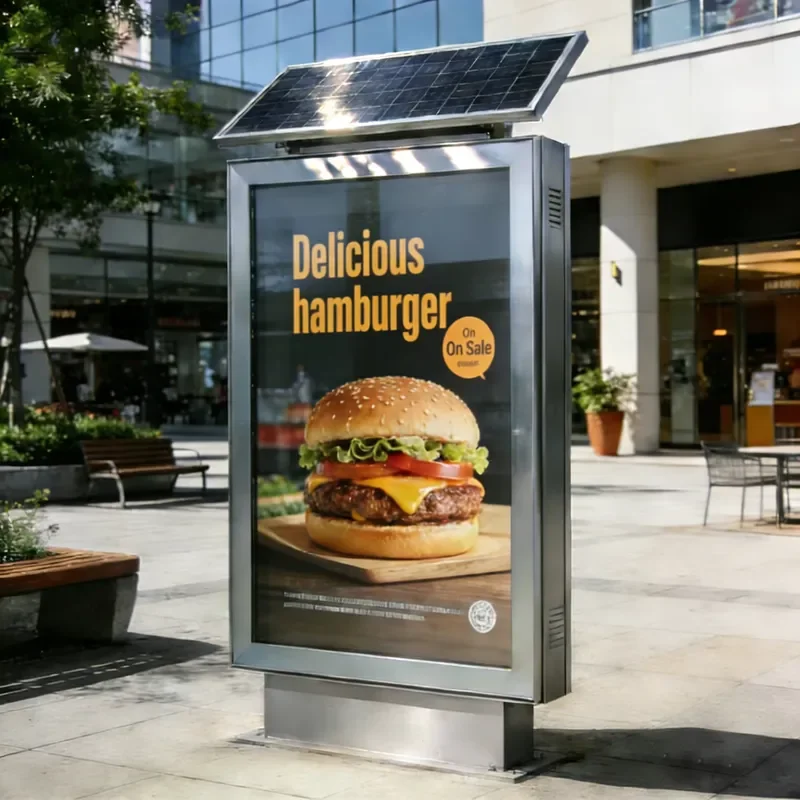Custom Solar Powered Light Box Outdoor Rolling Panel Display City Information Promotion Sign Weatherproof LED Advertising