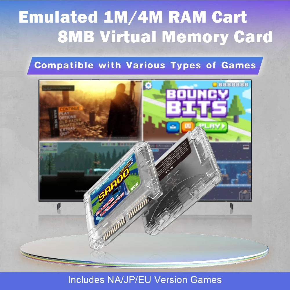 EPICJOY SEGA SATURN SAROO Optical Drive Emulator SDLoader FlashCart 1MB/4MB RAM 8MB Memory Card