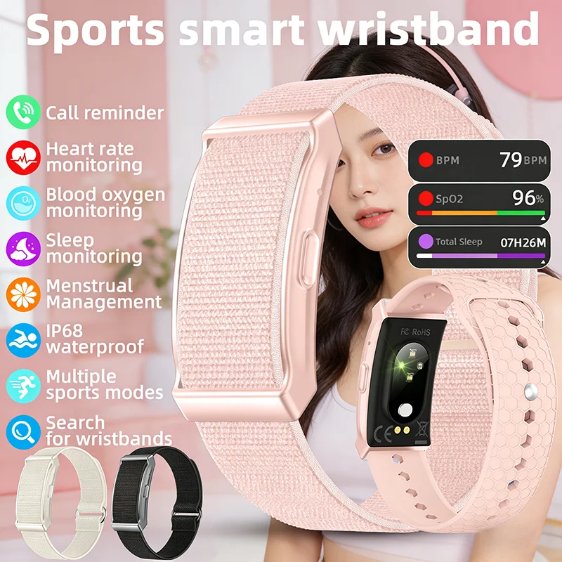 

Smart Bracelet Activity Fitness Tracker Band Sleep Tracker Heart Rate Blood Oxygen Stress HRV Monitor 100+Sports Smart Wristband