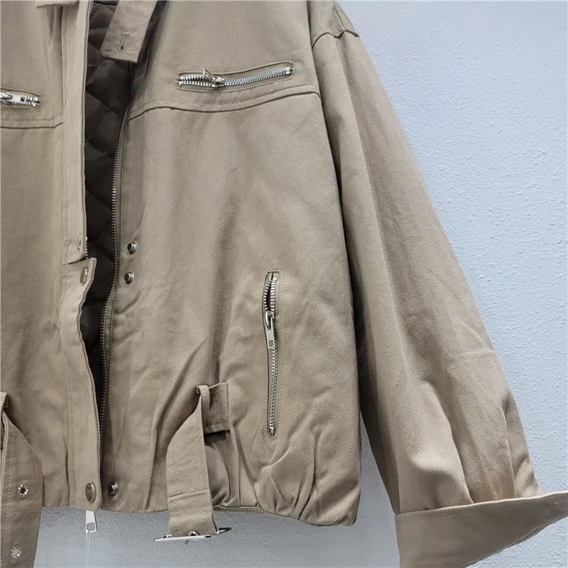 Korte jassen Parka's Dames Ritsjassen Opstaande kraag Casual losse Y2k Streetwear Elegante jas Werkjas Herfst Winter 2025