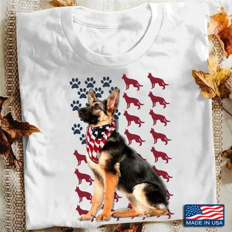 German Shepherd American Flag Happy Independence Day For Dog Lover 4th Of July T shirt