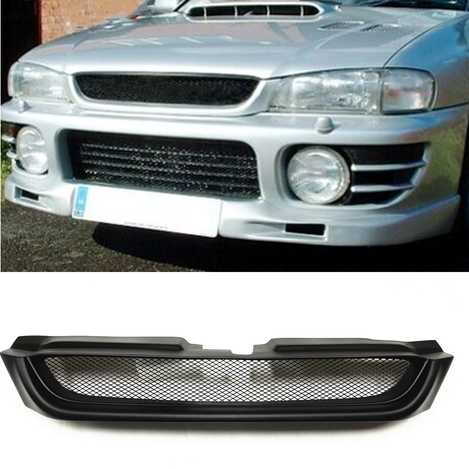 For Subaru Impreza 6th 1997-2001 Coupe/Sedan/Wagon Outback Sport/2.5RS/WRX/STI Upper Bumper Hood Mesh Front Grille Grill Grid