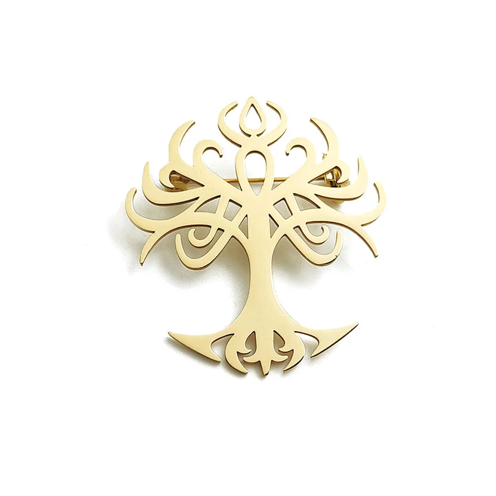Elegant Multi-colored Hollowed-out Tree Brooch Natural Forest Hollow-out Metal Lapel Pin Suit Clothing Backpack Pin