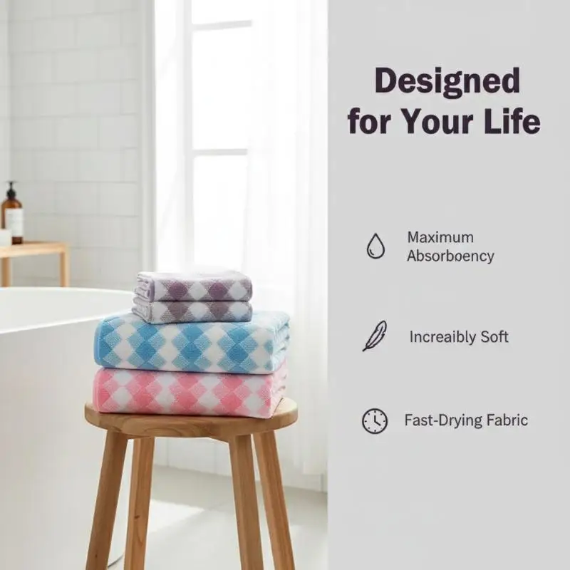 

Diamond Super Soft Microfiber Bath Towel Super Absorbent Beach Towel 70×140cm