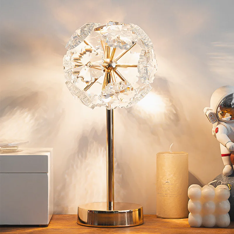 Factory Direct 2026 Modern crystal light luxury desk lamp bedroom bedside night lamp