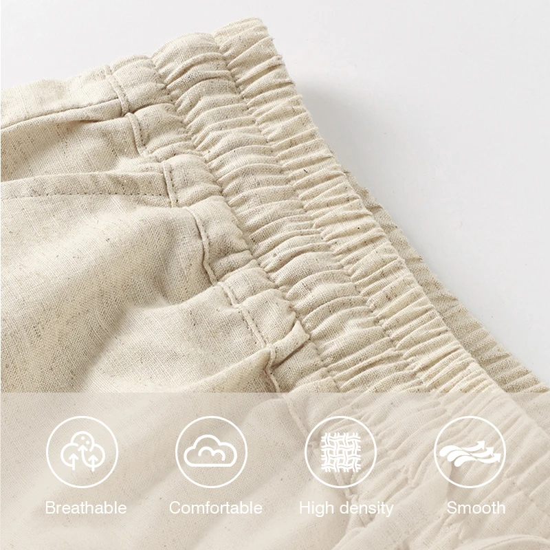 Women's Cotton Linen Pants Solid Color Elastic Waistband Drawstring Loose Casual Comfortable Home Commuting Basic Pants