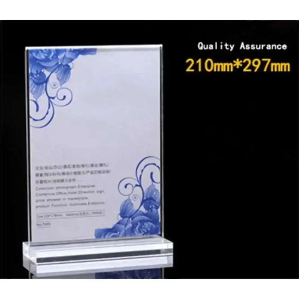 T-shape Clear Acrylic Display Card Holder A4/a5 Restaurant Advertising Poster Price List Of Drinks Menu Sign Frame Rack