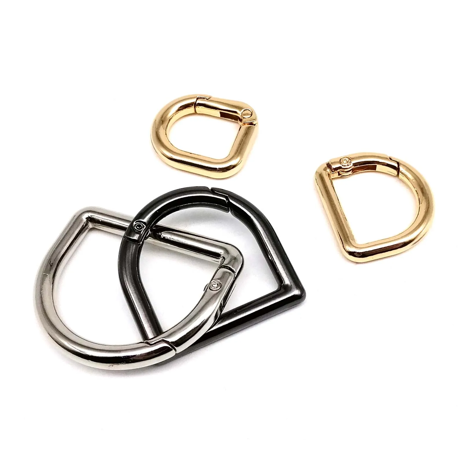 D Shape Type Spring Ring Openable Leather Bag Strap Buckle Connect Keyring