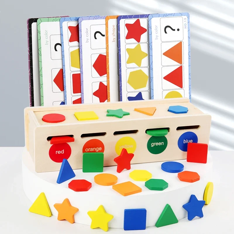 Montessori Holzform Farbsortierung Spielzeug Aufbewahrungsbox Geometrische Vorschule Pädagogische Lerngeschenke