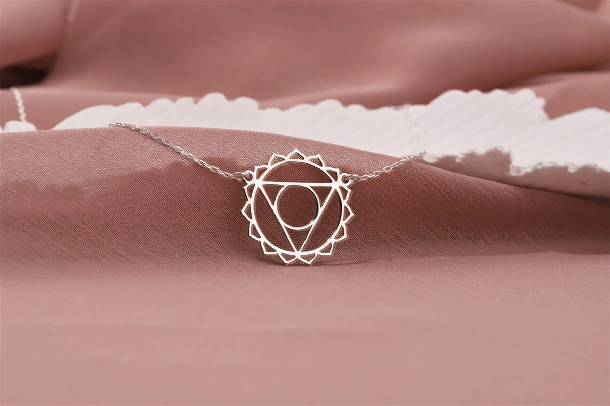 Throat Chakra Necklace Stainless Steel Pendant Handmade Chakra Hindu Yoga Chakra Jewelry Seven Chakra Symbol Neckla