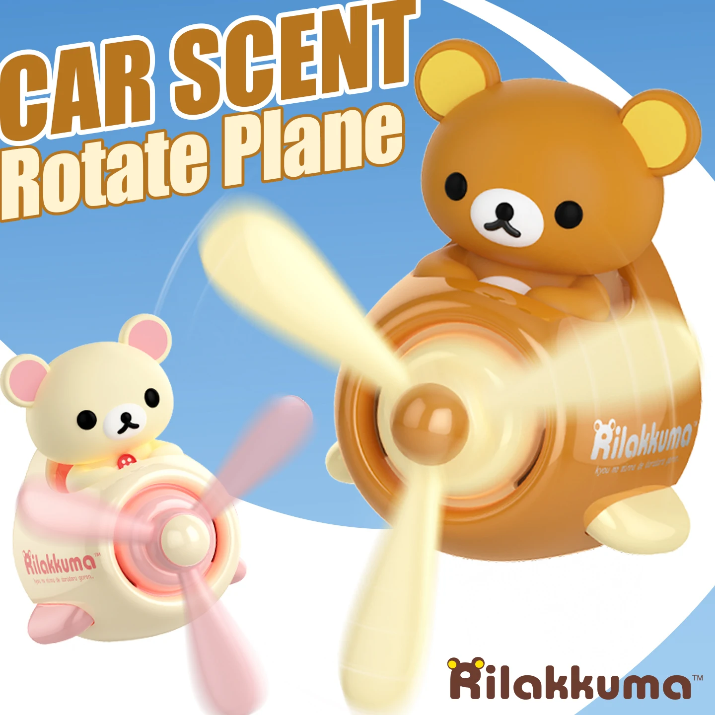 Rotating Pilot Bear Cute Car Air Freshener Scent Ornaments Vent Clip Perfume Airplane Fragrance Diffuser Decorations Accessories