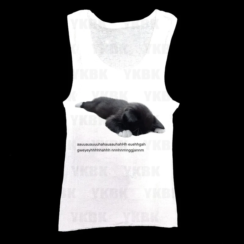 الجمالية القوطية الشرير الطفل المحملة خمر الشارع المرأة عادية طباعة القط كيتي تي شيرت Y2k الملابس لطيف سليم المحاصيل القمم قميص سليم #2