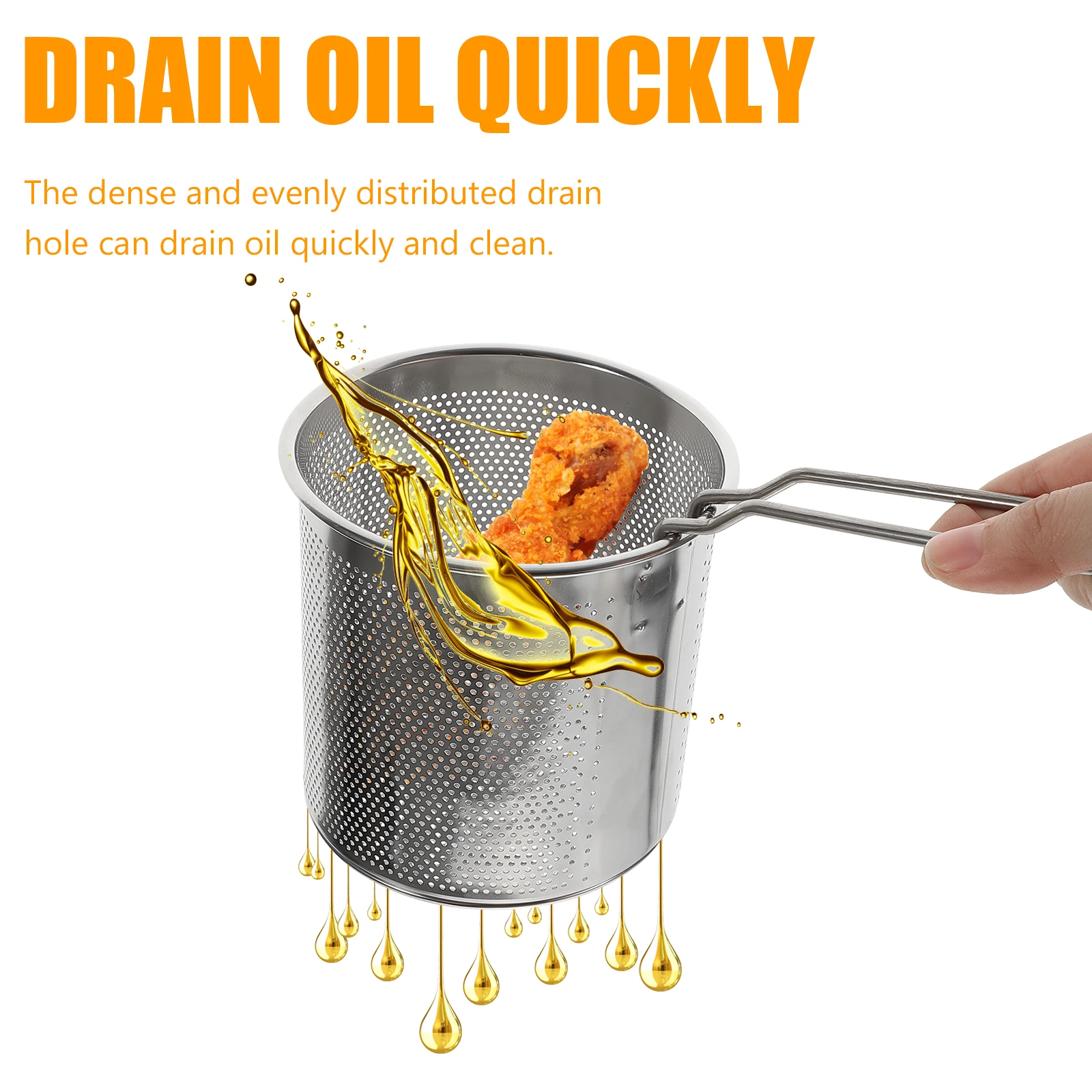 

1 set 1 Set Oil Fryer Pot With Basket Stainless Steel Deep Frying Pan Mini Fry Basket Nonstick Ergonomic Handle Portable Cooking