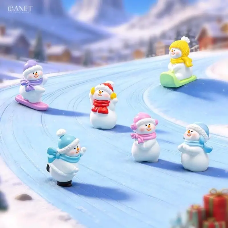 Mini Snowman Figurine Cute Christmas Snowman Doll Micro Landscape Ornament DIY Snow Scene Decor Miniature Christmas Accessories