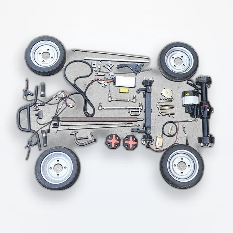 Flatbed Truck Chassis for Electric Four Wheeler,Front and Rear Axle Assembly,Snack Cart Modification,Copper Core Drum Brake