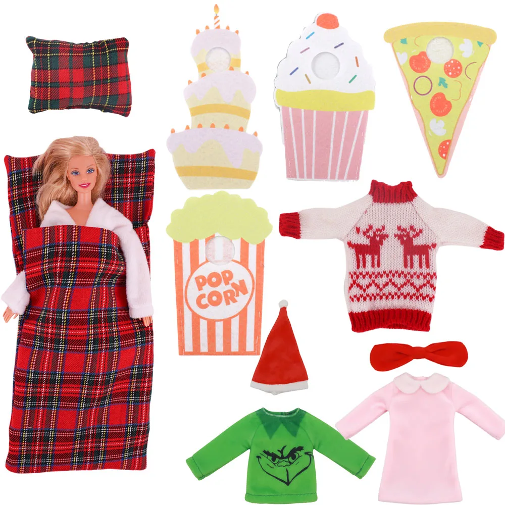 Accessoires de poupée Non tissé à motif de Pizza, sac de couchage, oreiller, nouveau pull pour poupée de 30CM et vêtements de poupée, cadeau de Festival, jouet pour fille