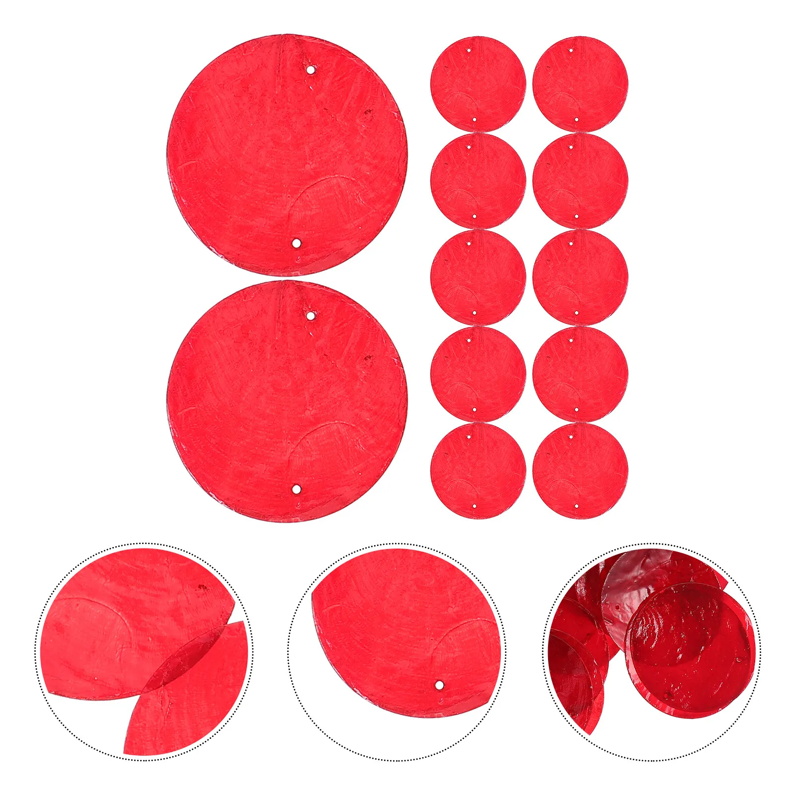 100pcs Red Round Shell Beads 50mm Double Hole for DIY Wind Chimes Jewelry Making Craft Supplies