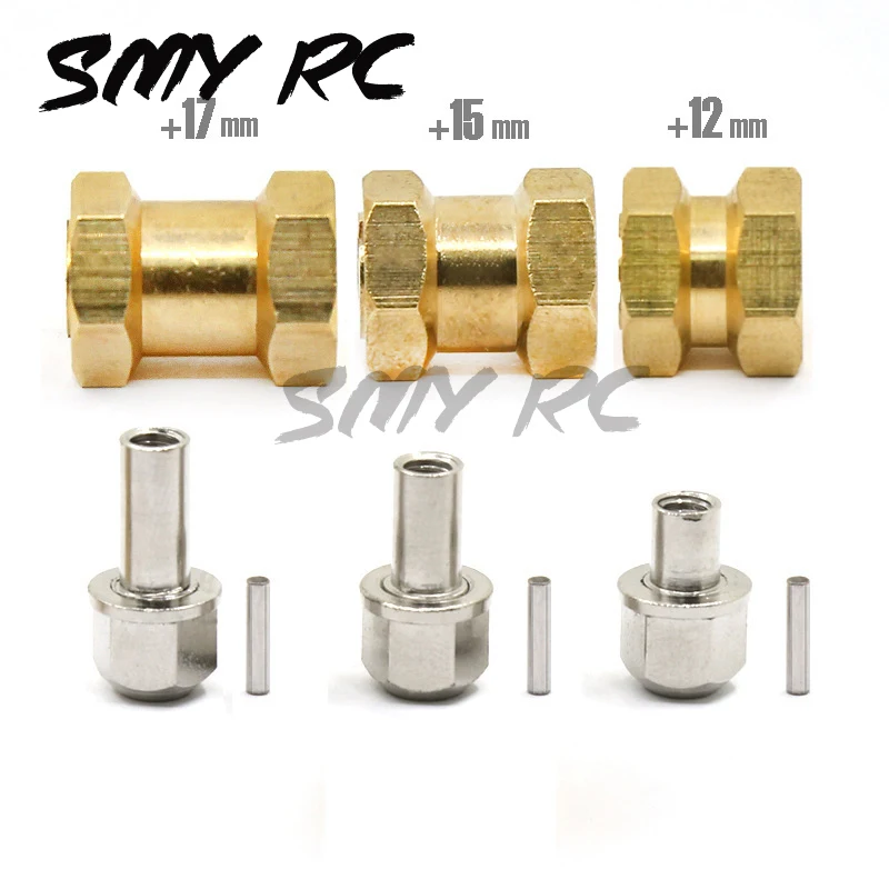 

4pcs +12mm 15mm 17mm 20mm Brass Hex Wheel Widener Adapter Set for 1/10 RC Crawler Axial SCX10 Wraith RR10 Tundra Tamiya FF001