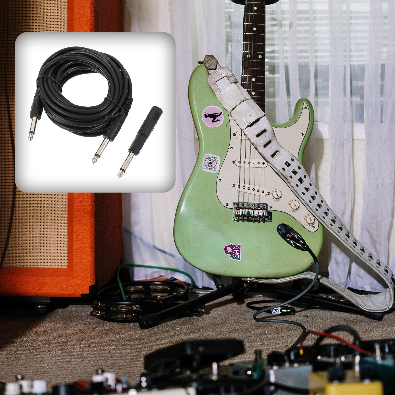 

1 set Premium Guitar Cable Braided Instrument Cable for Electric Guitar Bass Durable Noise-Free Audio Equipment