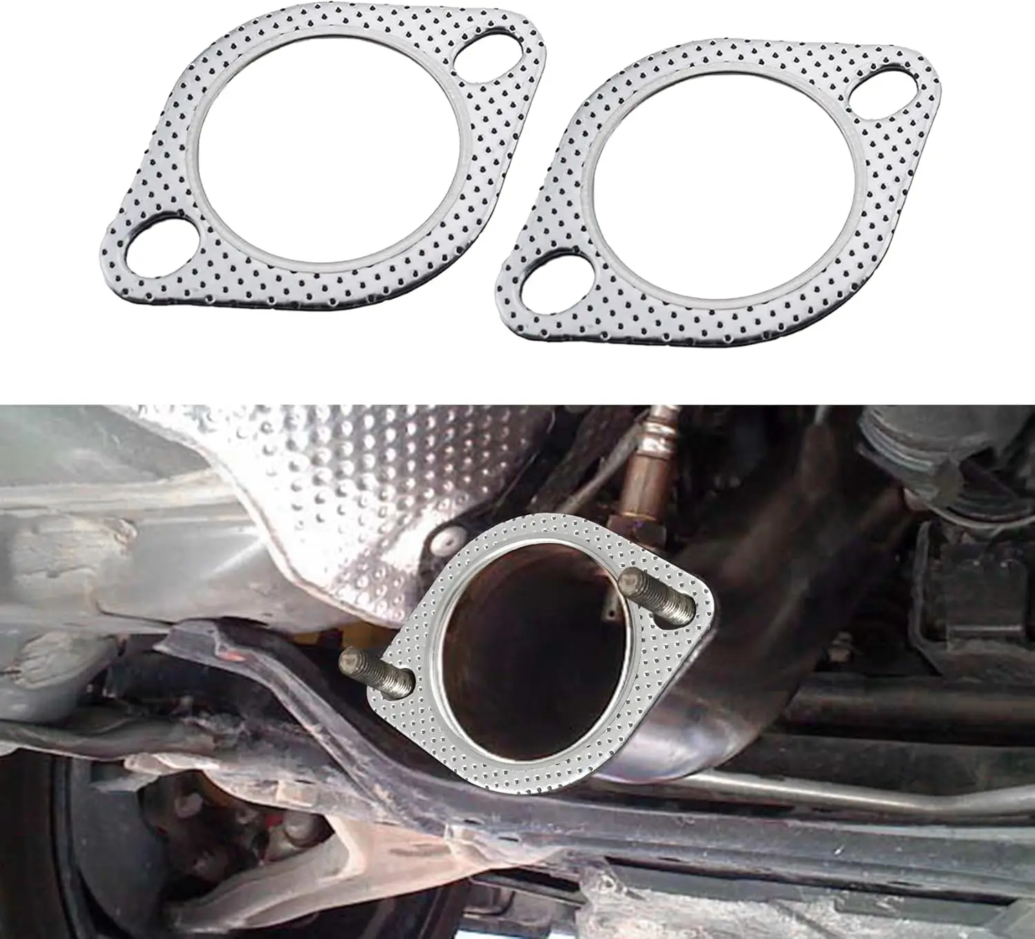 Auto-Abgasanlage-Dichtungssatz, 2,5 Zoll, Katalysator, 2 Bolzen, Flanschversiegelung, 2 Stück, ersetzt OEM 1200631000002