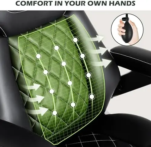 Big & Tall Office Chair 650lbs, Adjustable Lumbar Airbag, Extra Wide, Heavy Duty Gaming Chair