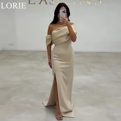 LORIE Elegant Champagne Satin Bridesmaid Dresses Mermaid One Shoulder Side Slit Draped 2025 Wedding Party Prom Gowns Customized