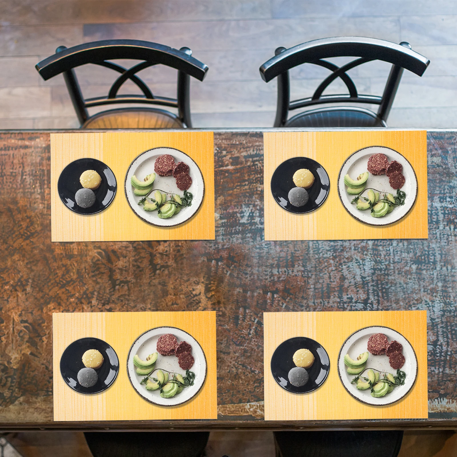 

Striped Heat Insulating Placemats Anti scald Table Mats Kitchen Dining Decor PVC Polyester Easy Clean Reusable