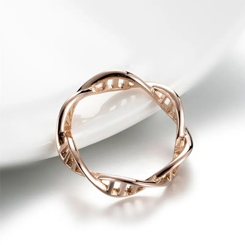 Stainless Steel DNA Double Helix Twist Ring for Women Men Size 5-10