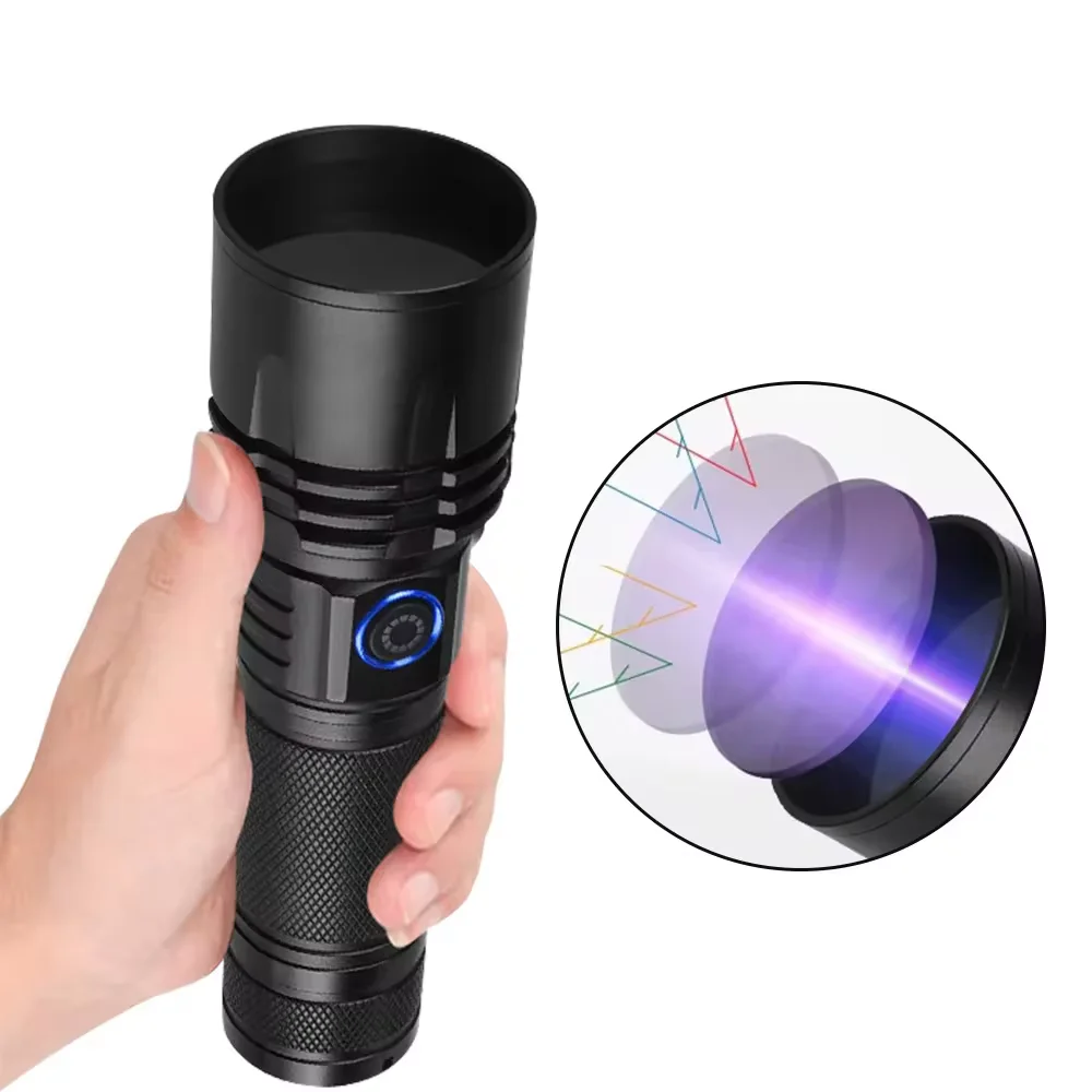 20W UV Black Light 365nm Woods lamp USB Rechargeable Filtered LED Ultraviolet Flashlight Pet Pee Urine Rocks Gem Money Detector