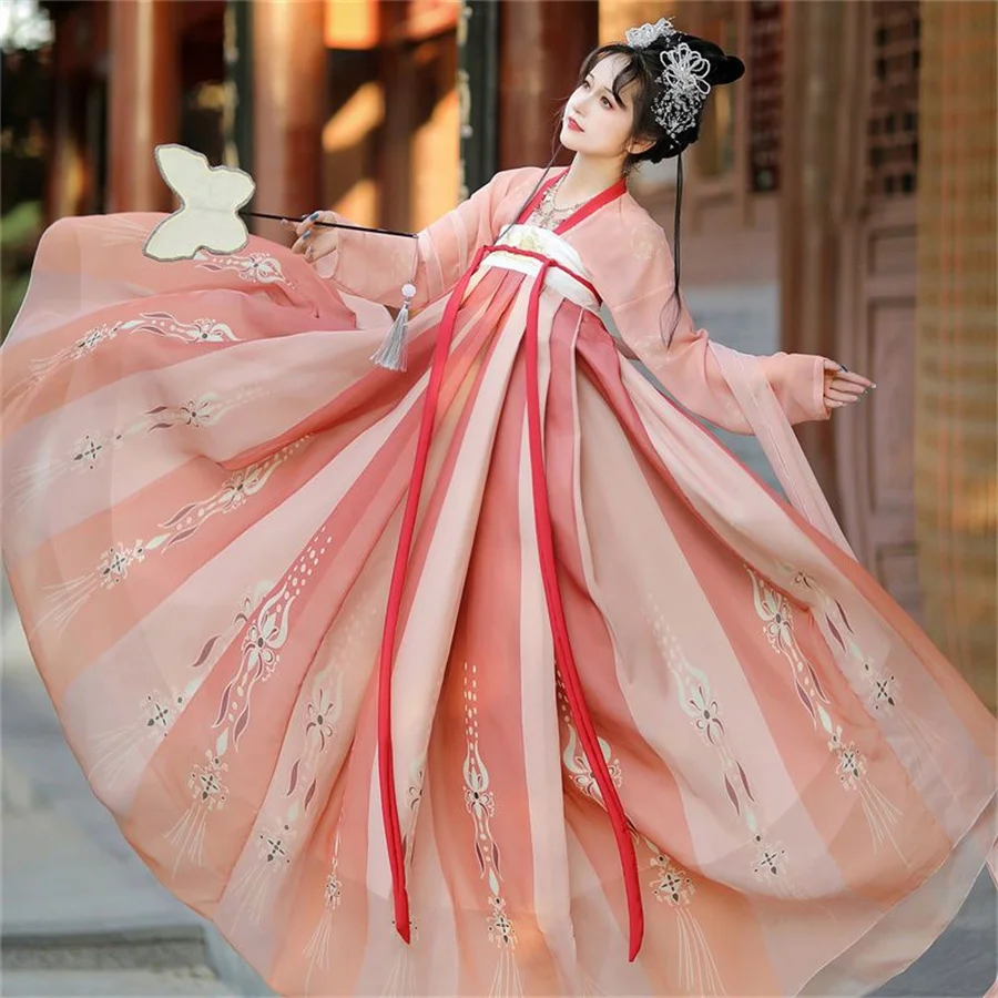 Chinese Traditional Hanfu Costume Girls Woman Ancient Dress Oriental Princess Dress Elegance Tang Dynasty Dance Wear