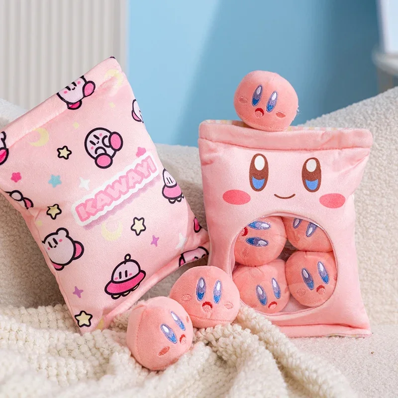 

Набор из 4 милых плюшевых игрушек-кукол в сумке: Кирби, аниме-персонажи, креативные забавные плюшки, декор для дома, подарок на день рождения