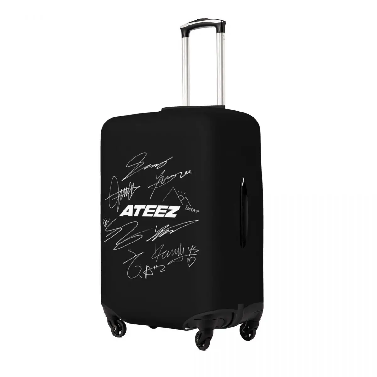 

ATEEZ - Logo + Autographs (black) Suitcase Cover Protection Elastic Trip Luggage Protector Covers for 18-32 Inch