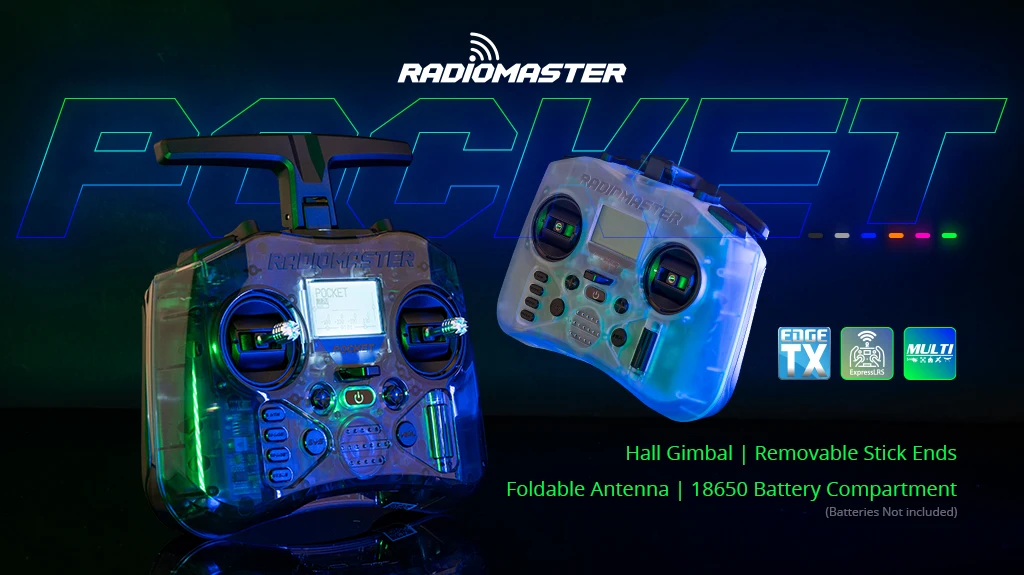 Radiomaster Pocket Hall Gimbal Transmitter Remote Control Portable Lightweight Built In LED Light Foldable Antenna