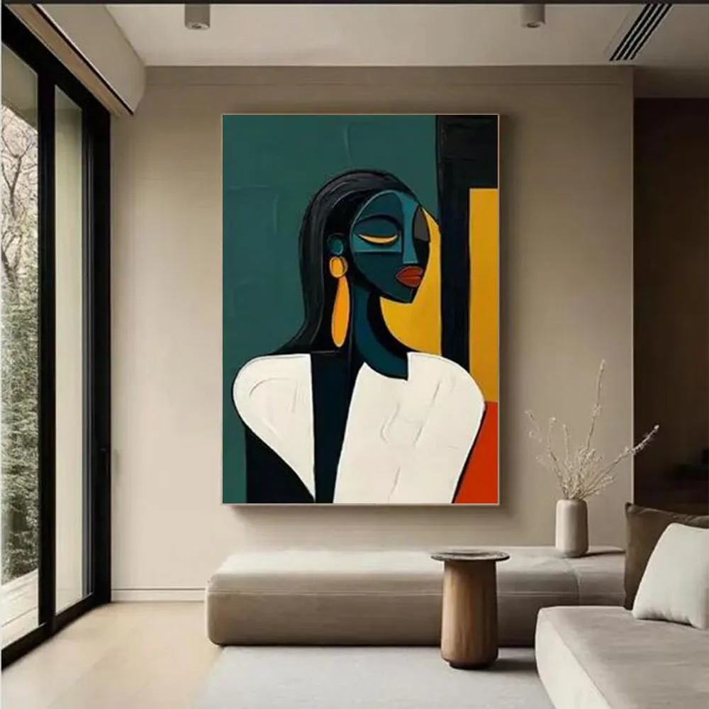 Hand-Painted Abstract Mural paint on canvas Beautiful Wall Art pattern Modern Oil Painting Decor Home character Picture Artwork
