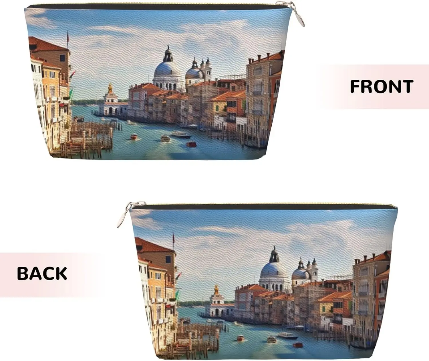 Grand canal in Italy printed Leather Travel Toiletry Bag