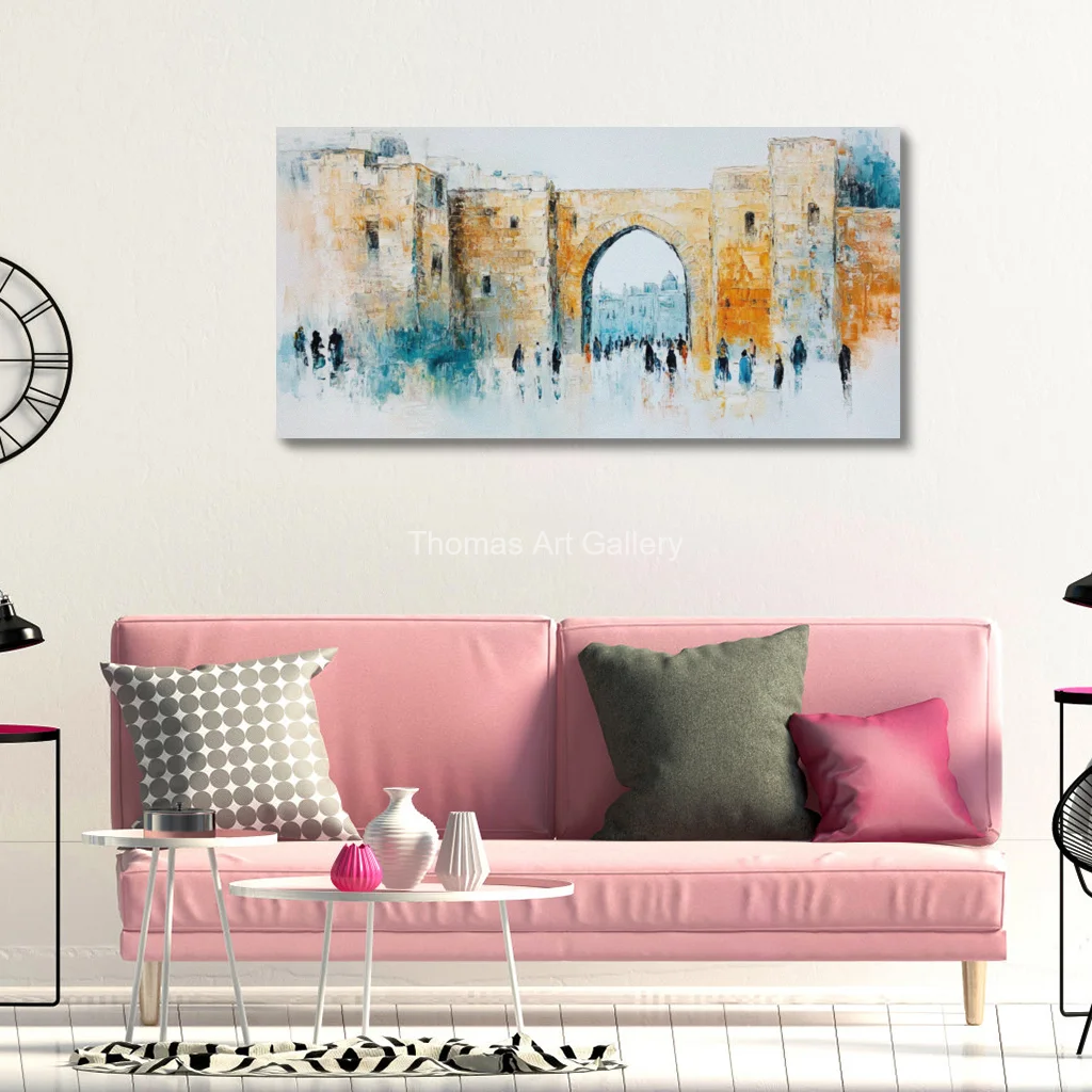 Watercolor Jerusalem Canvas Prints Visiting Holy City Israel Landscape Jewsih Wall Art Large Contemporary Living Room Decor