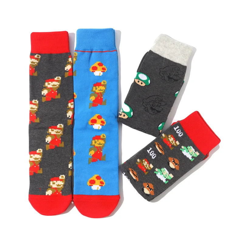 Super Bros Luigi Socks Cartoon Anime Figure Yoshi Casual Cotton Socks Male Fashion Trend Tube Socks Adult Sports Sock