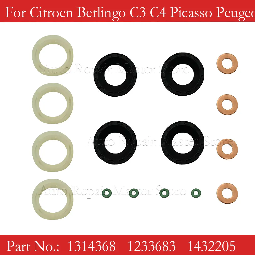 1314368 1233683 Fuel Injector Seal Washer Oring Set For Citroen Berlingo C3 C4 Picasso Peugeot 207 307 407 2008-2013 1.6HDI