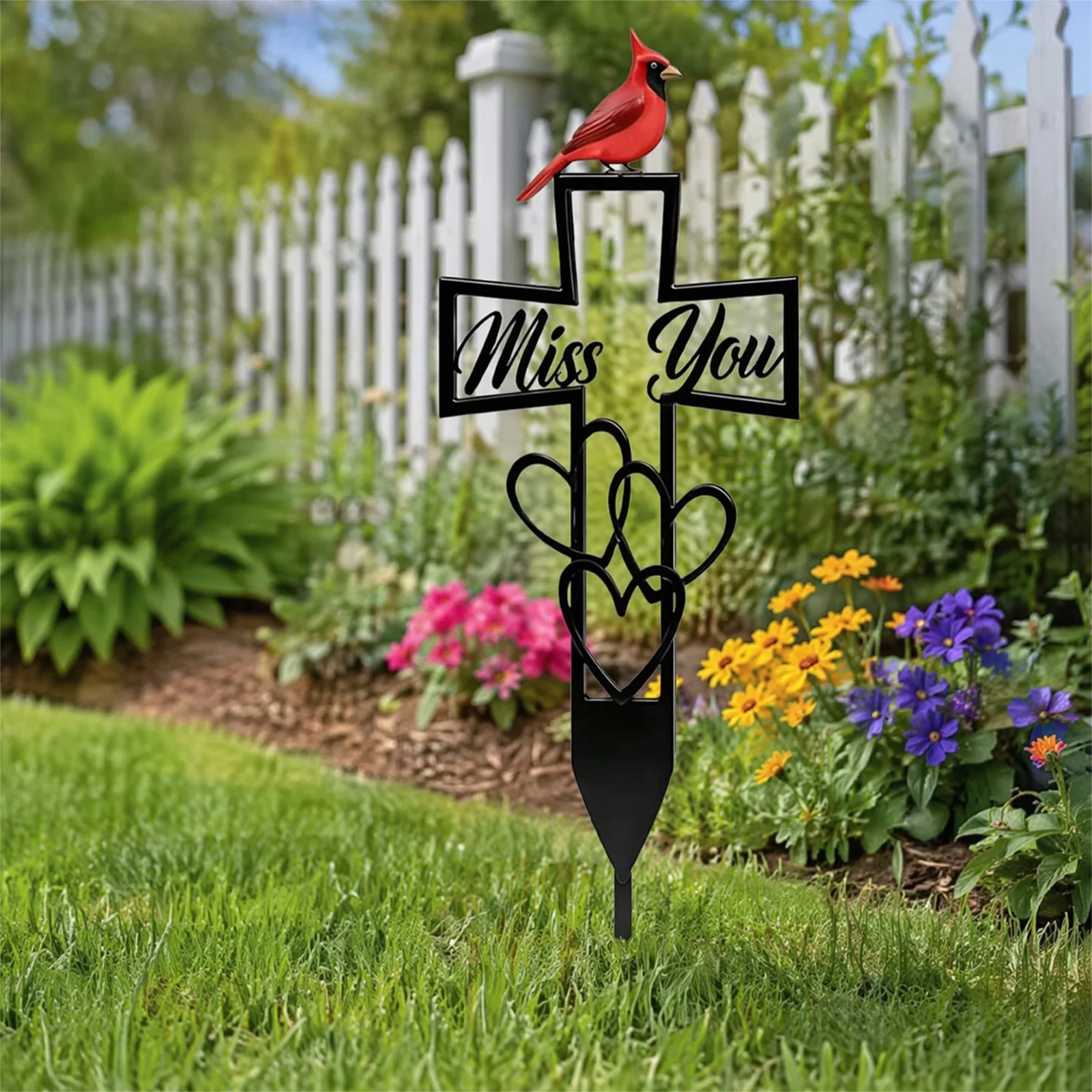 Cardinal Grave Markers Ground Plug Weatherproof Red Bird Design Garden Stake Home Countyard Decoration Ground Plug