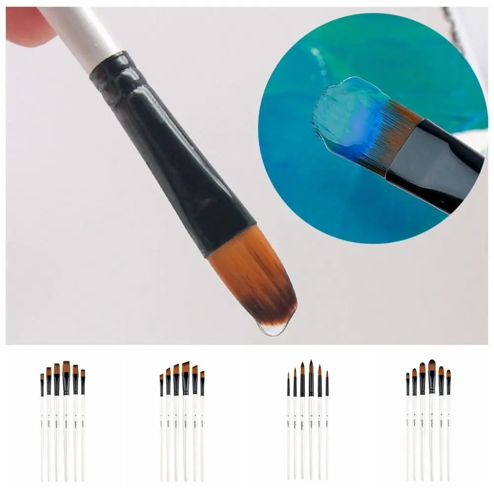

Wooden Handle Watercolor Painting Brushes Nylon Portable Acrylic Paint Brushes Professional Practical Acrylic and Oil Brushes