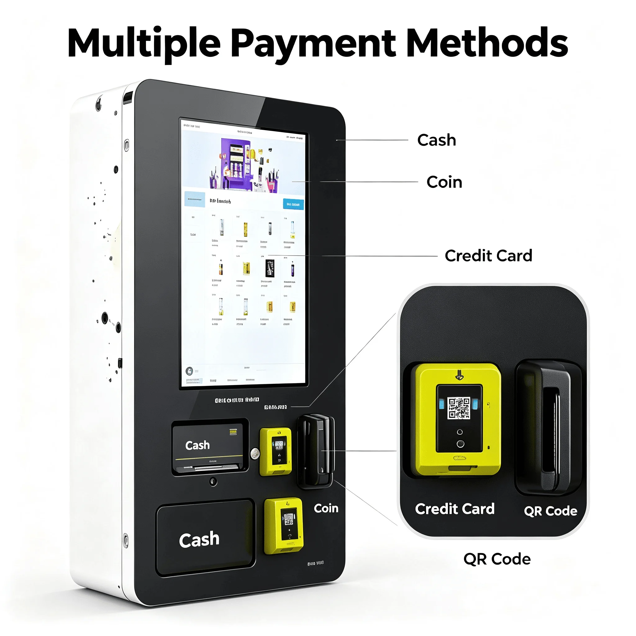 Wall-installed Self-service Kiosk 32 Inch Touchscreen All-in-one Payment Vending Machine for Airport Lounge Customized