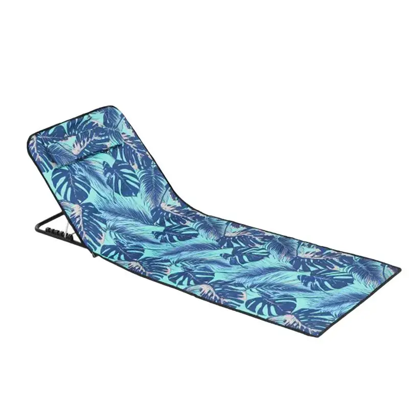 Folding Lounge Chair Beach Bed Cot Portable Chaise Lounge Sun Tanning Chair Sleeping Cots With 5-Position Reclining Back For