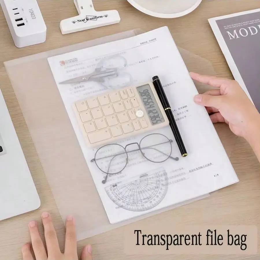 A4 Transparent Plastic File Envelopes Snap Closure PP Material Office Document Organizer Bags for Storage And Sorting