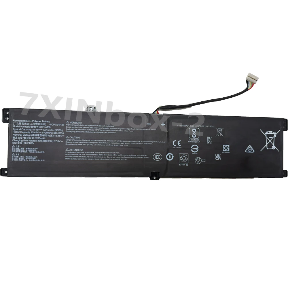 New BTY-M59 15.48V 5815mAh 90Wh Laptop Battery For MSI Crosshair 16 HX Pulse 17 AI C1V C1VFKG D14VFKG C1VGKG
