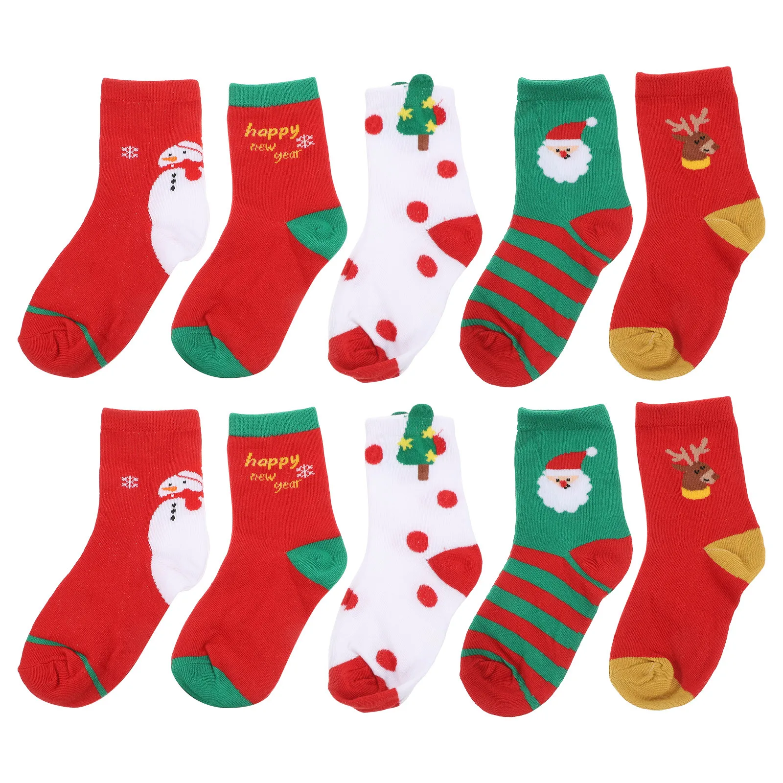 

5pcs Christmas Crew Socks For Kids Lightweight Stretch Cotton Moisture Wicking Warm Socks Holiday Party Novelty Christmas