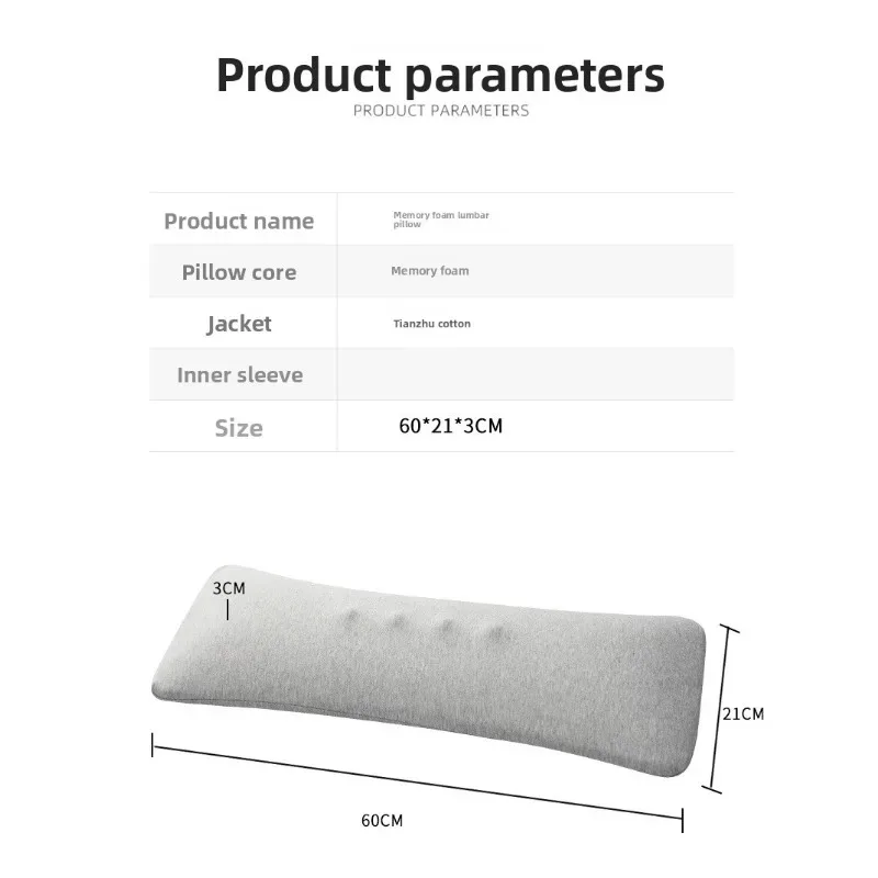Low Profile Thin Lumbar Pillow for Sleeping Orthopedic Support Cushion Back Pain Relief Pregnancy Bed Rest