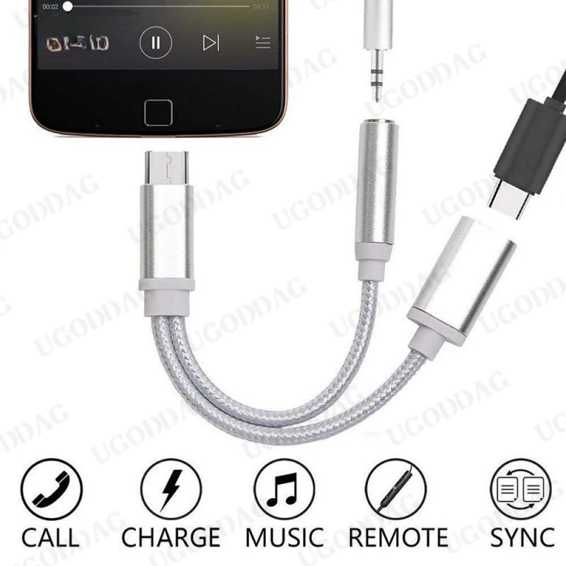 Type C to 3.5mm Charge Audio Adapter 2 In 1 USB C Splitter Headphone AUX Audio Cable for Xiaomi 6 8 Mix 2s Huawei Mate10 P20 pro