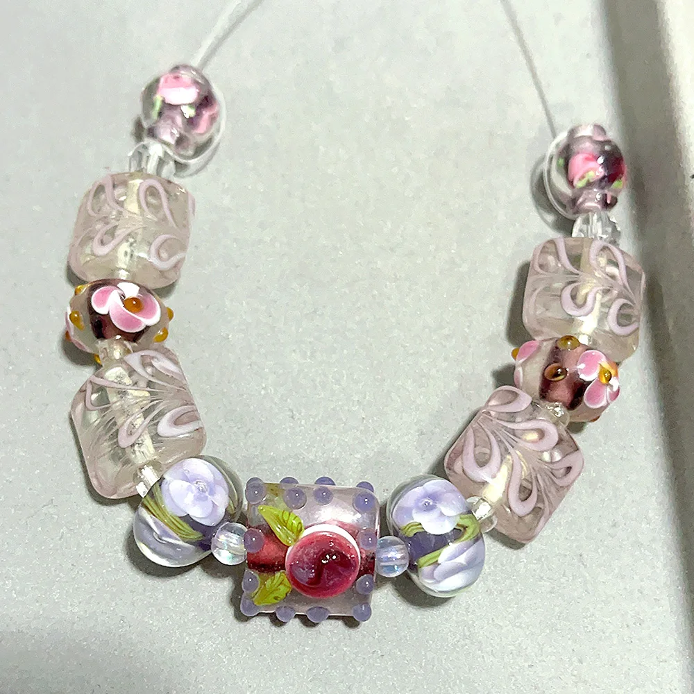 Good Quality Only 1set !Handmade Romantic Lampwork Glass Loose Beads For Charm DIY Bracelets/Necklace Jewelry Making Accessories