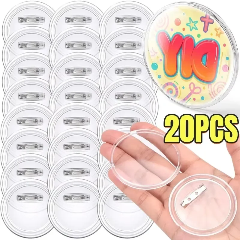 1-20Pcs Clear Acrylic Round Badge Making Kit DIY Pin Button Supplies Custom Brooches Name Tags Cosplay Party Craft Accessories