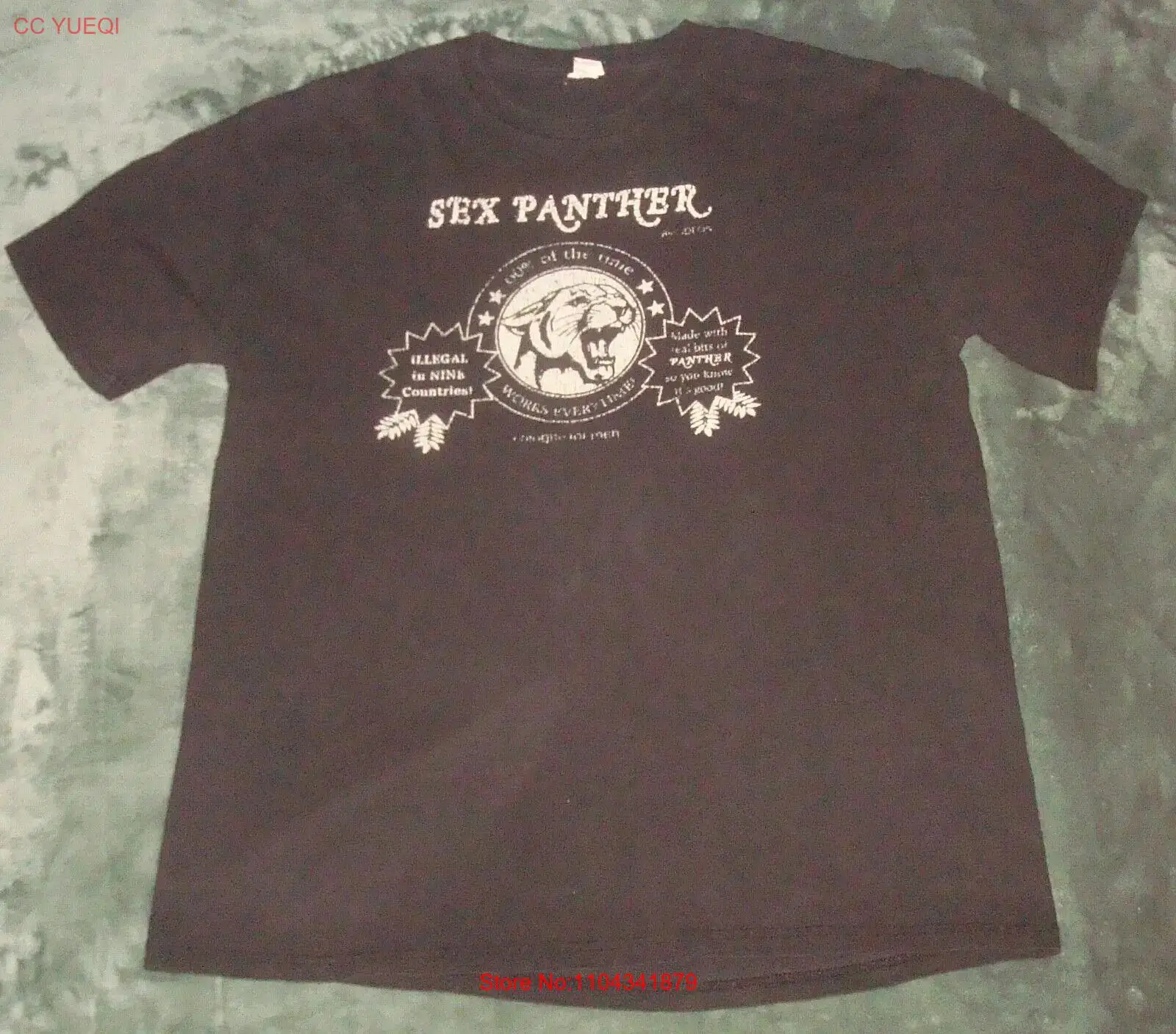 SEX PANTHER T SHIRT LARGE MOVIE ANCHORMAN COLOGNE BLACK RON BURGUNDY FUNNY FADED long or short sleeves